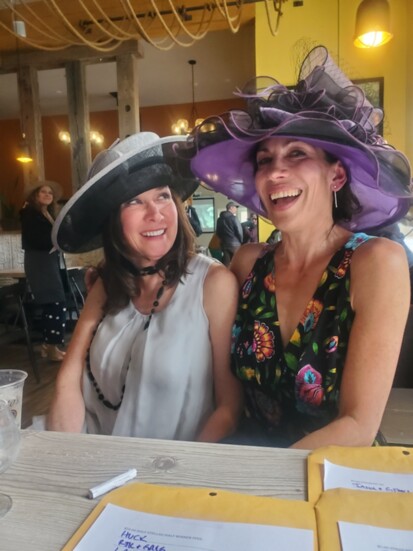 Left: Holly Mora and Jenn Terra at a Kentucky Derby Party where proceeds benefitted Stella's Shelter Fund