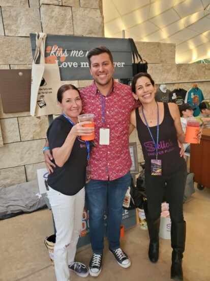 Tito's Handmade Vodka's Joey Dimarco in support of Stella's Shelter Fund with Holly Mora, left, and Jenn Terra at a Sun Valley Pavilion concert