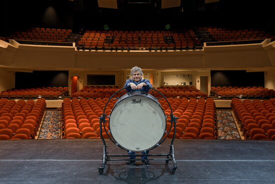 Mark Francis behind the drum that anchors the rhythm—both literally and in leadership.