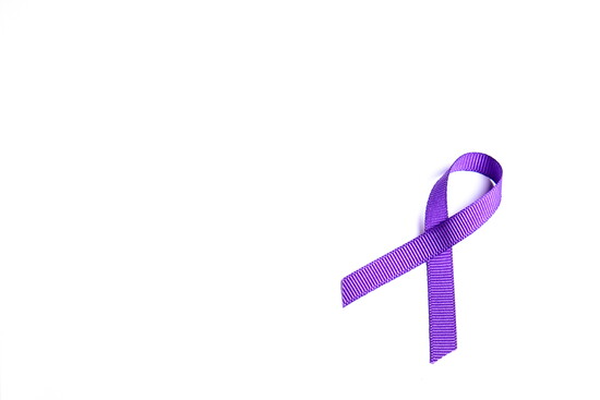 Purple ribbon for Alzheimer's awareness.