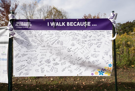Sign at walk to End Alzheimer's. Photo Credit: Alzheimer's Association Central and Western Virginia Chapter.