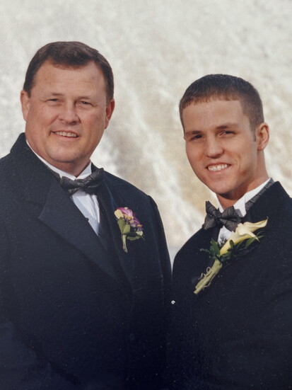 (L to R): Steve Huth Sr. and Steve Huth Jr. at Steve and Tricia's wedding. 