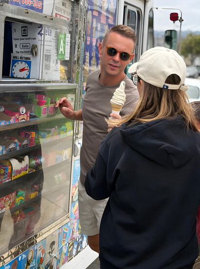 Matt, affectionately dubbed "The Ice Cream Man," hosts an annual neighborhood ice cream truck event.