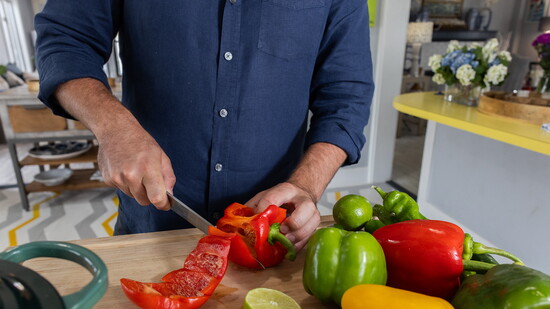 Keegan McManus prepping his meal