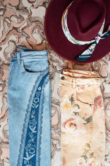 Where embellished and printed denim become neutrals. Stock and Belle. 