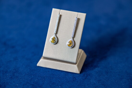 Yellow aqua marine with diamonds earrings