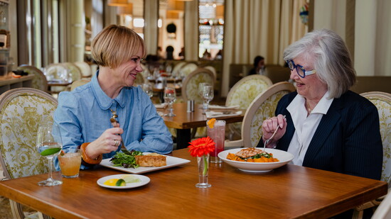 Captured over a shared meal at Print Works Bistro, Kaye and Emma’s connection mirrors the trust and ease they bring to their clients every day.