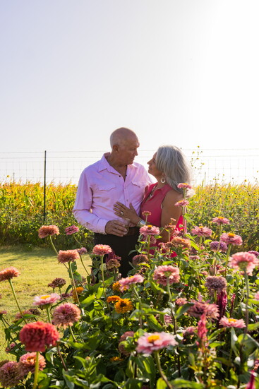Outside the showroom, the garden extends the Style 208 experience with seasonal flowers.