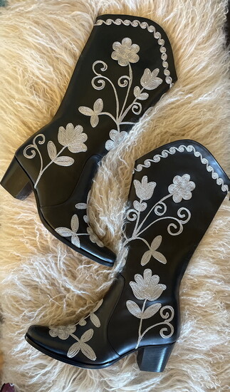 Custom boots add color, pattern and personality to Style 208's collection of art, furniture and home décor.
