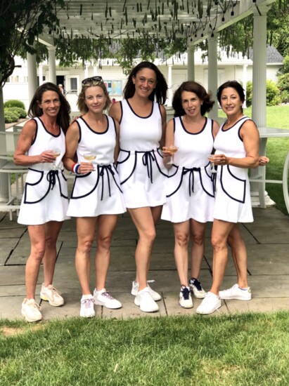 "The Birchy" custom game day tennis dress, worn by members of Michele's team.  