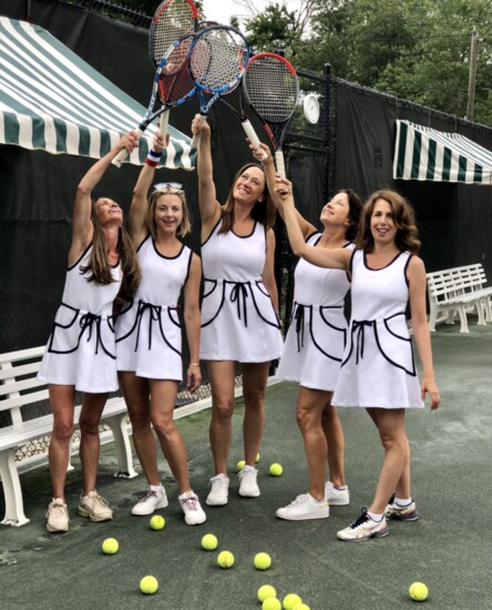 "The Birchy" custom game day tennis dress, worn by members of Michele's team.