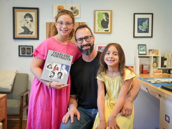 Dan Landau and his two daughters