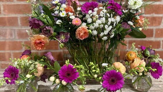 Event colors -  One large welcoming arrangement with smaller arrangements placed throughout your space offers big impact