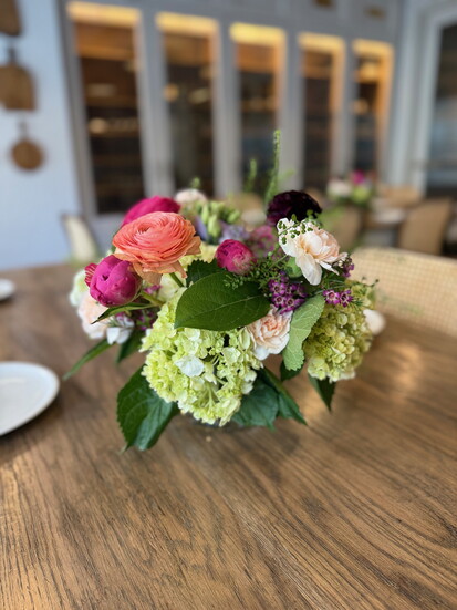 A table centerpiece in vibrant colors.
