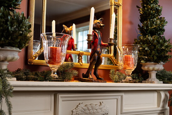 Holiday decor on the mantel at the Belle Terre Estate. Photo Credit: Jackson Smith - The Smiths Photography