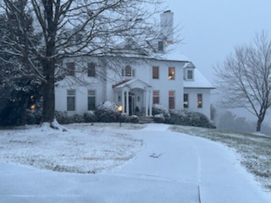 The exterior of the Belle Terre Estate in the winter. Photo Credit: Kathy Kerber