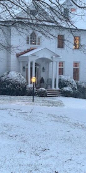 The exterior of the Belle Terre Estate in the winter. Photo Credit: Kathy Kerber