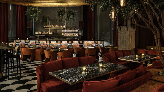 David Cordua's The Lymbar restaurant is drenched in rich materials and colors. 