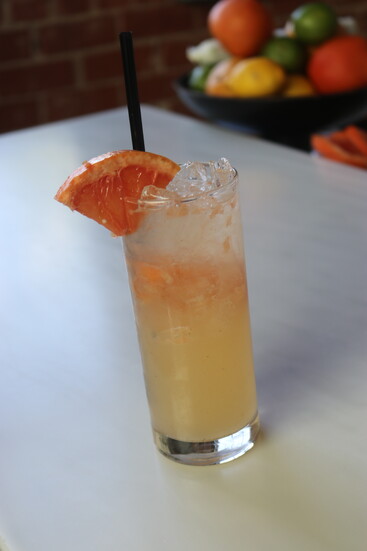 The Paloma Moonshine -- bacanora and grapefruit juice, with a grassy peppercorn accent. Refreshing and earthy.