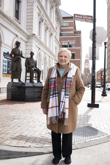 Wanda Sobieski at the Burn Memorial, honoring Harry T. Burn and his mother, Febb Burn
