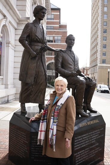 Wanda Sobieski at the Burn Memorial, honoring Harry T. Burn and his mother, Febb Burn