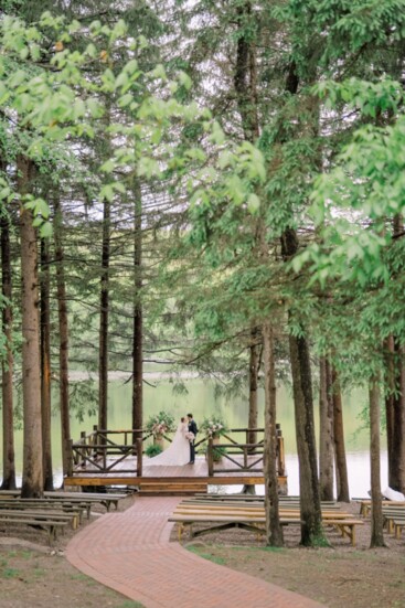 Cedar Lakes Estate has multiple picturesque locations for a ceremony. One of which being the amphitheater where this intimate ceremony took place.