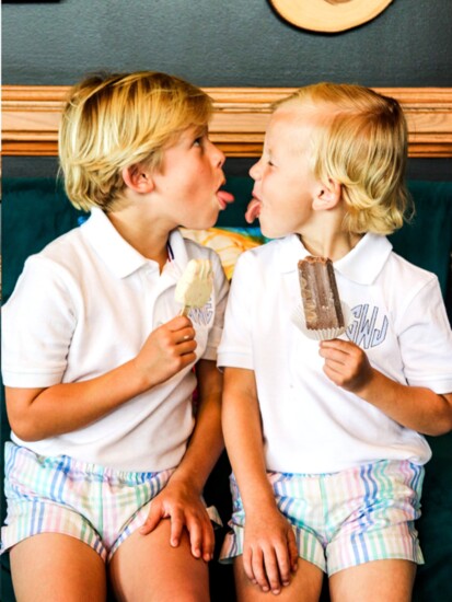 Teddy Wootten, 7, and his brother Jack Wootten, 6, get silly at Frios Gourmet Pops. 