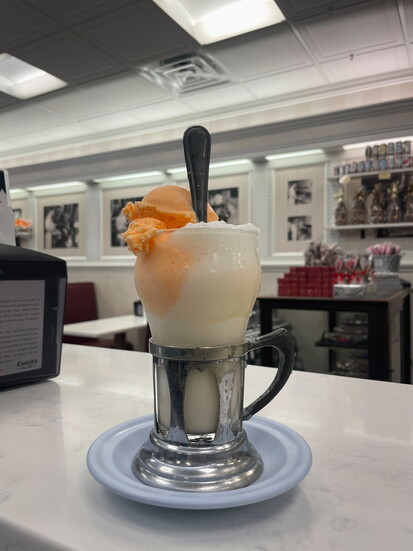 A creamsicle ice cream soda from Conrad's