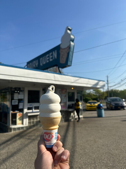 A plain vanilla cone from Dairy Queen Montvale