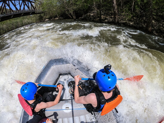An aerial view of the run on the Lower New