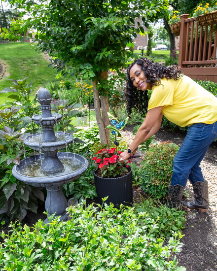 Towana Bowles works in her garden every day.