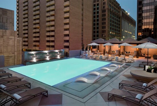 The rooftop pool at The Adolphus