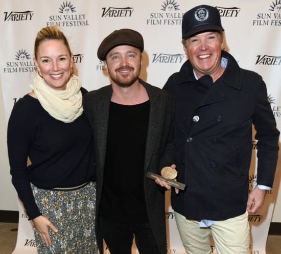 SVFF Director Candice Pate, actor Aaron Paul, and SVFF Executive Director Teddy Grennan