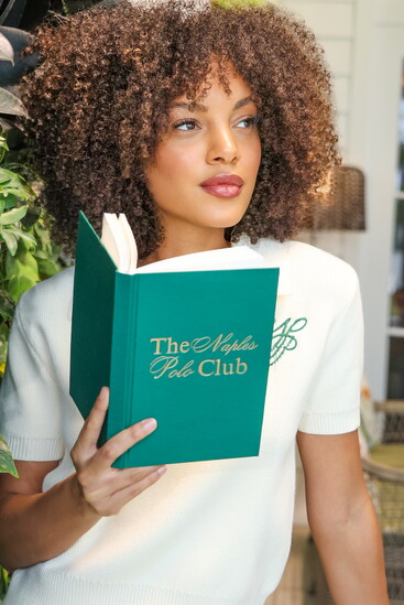 Aniya in Naples Polo Club Knit Top and Pants; with Naples Polo Club Notebook 