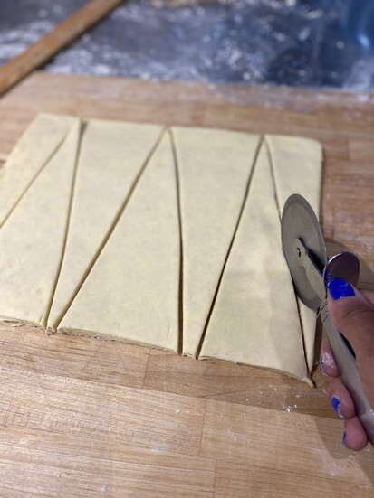 Getting ready to add in the herbs after slicing the shapes.