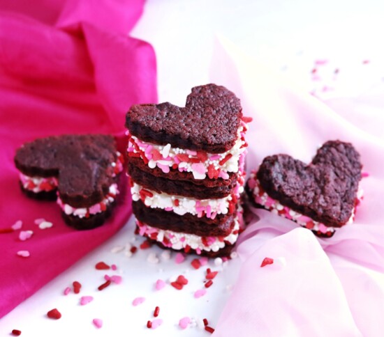 Mini Heart Red Velvet Cookie Sandwiches