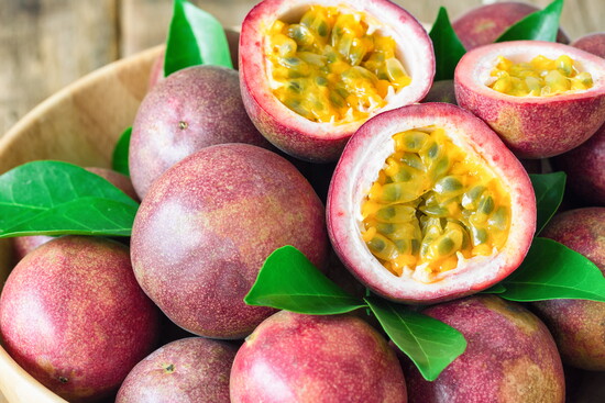 Fresh passion fruit.