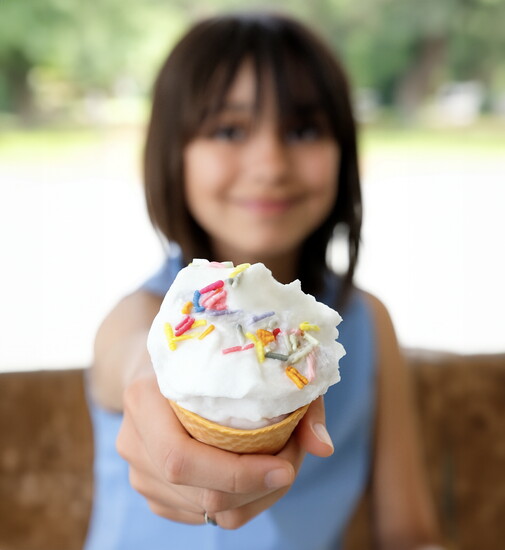 Churned Gelato on a waffle cone