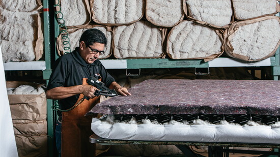 An artisan working at the factory in Orange, California