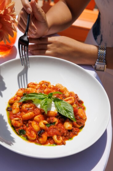 Gnocchi Amatriciana (spicy pomodoro, pancetta, parmigiano, extra virgin olive oil)