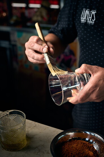 A great margarita begins with your favorite rim. Organic agave nectar is brushed onto the margarita glass. Salt, sugar, or tajin?