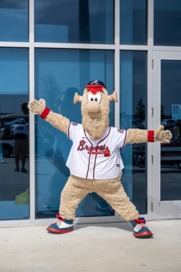 The Braves famous mascot, Blooper, at Cool Today Park.