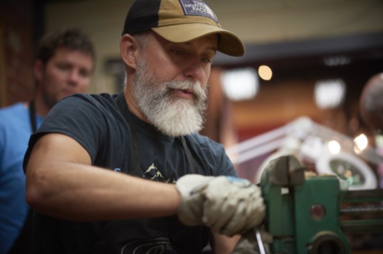 Bill Oyster teaches shares his craft of making bamboo fly fishing rods with lucky students at his shop in Blue Ridge