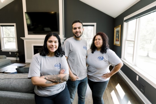 Kevin pictured with his sister, Fernanda, and his mother and business partner, Yendry. 