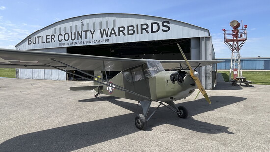 Take a ride in this Aeronca L-3E, manufactured at a factory in Middletown, right across the street from the museum on December 24, 1941.