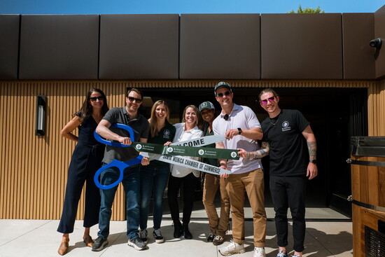 The Redwood Outdoors team celebrates the official Santa Monica ribbon cutting