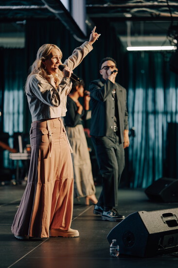 Pastor Lorna and Pastor Tauren lead Praise and Worship