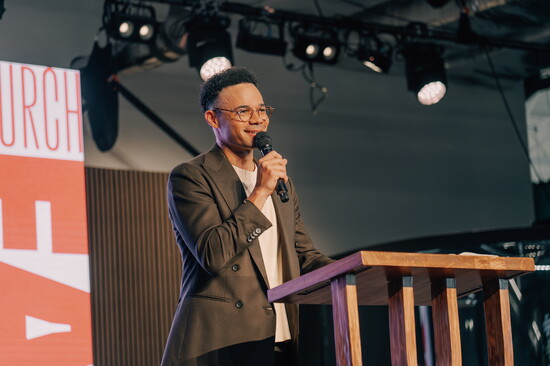 Pastor Tauren preaching at Church of Whitestone