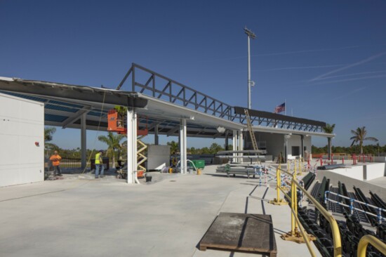 The site of the eventual Tomahawk Tiki Bar, a bar and restaurant at the stadium that will be open to the public daily.