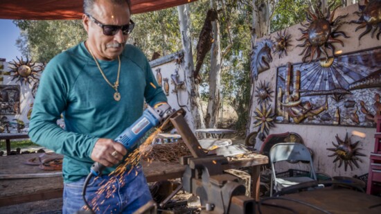 Breceda in his workshop.